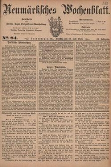 Neum&auml;rksches Wochenblatt : Zeitschrift f&uuml;r Politik, Tages-Ereignisse und Unterhaltung, 1876, Jg. 57, Nr. 84