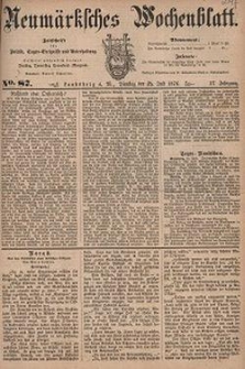 Neum&auml;rksches Wochenblatt : Zeitschrift f&uuml;r Politik, Tages-Ereignisse und Unterhaltung, 1876, Jg. 57, Nr. 87