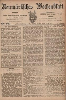 Neum&auml;rksches Wochenblatt : Zeitschrift f&uuml;r Politik, Tages-Ereignisse und Unterhaltung, 1876, Jg. 57, Nr. 96