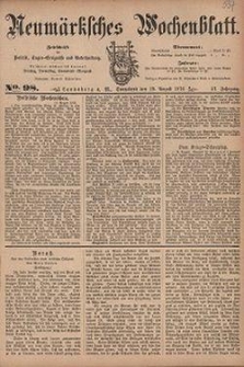 Neum&auml;rksches Wochenblatt : Zeitschrift f&uuml;r Politik, Tages-Ereignisse und Unterhaltung, 1876, Jg. 57, Nr. 98