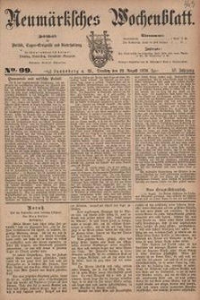 Neum&auml;rksches Wochenblatt : Zeitschrift f&uuml;r Politik, Tages-Ereignisse und Unterhaltung, 1876, Jg. 57, Nr. 99