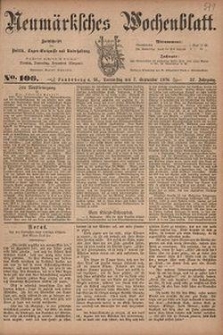 Neum&auml;rksches Wochenblatt : Zeitschrift f&uuml;r Politik, Tages-Ereignisse und Unterhaltung, 1876, Jg. 57, Nr. 106