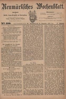 Neum&auml;rksches Wochenblatt : Zeitschrift f&uuml;r Politik, Tages-Ereignisse und Unterhaltung, 1876, Jg. 57, Nr. 110