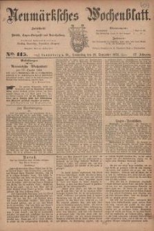 Neum&auml;rksches Wochenblatt : Zeitschrift f&uuml;r Politik, Tages-Ereignisse und Unterhaltung, 1876, Jg. 57, Nr. 115