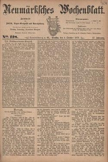Neum&auml;rksches Wochenblatt : Zeitschrift f&uuml;r Politik, Tages-Ereignisse und Unterhaltung, 1876, Jg. 57, Nr. 118