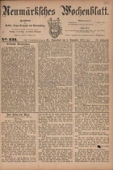 Neum&auml;rksches Wochenblatt : Zeitschrift f&uuml;r Politik, Tages-Ereignisse und Unterhaltung, 1876, Jg. 57, Nr. 131