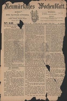Neum&auml;rksches Wochenblatt : Zeitschrift f&uuml;r Politik, Tages-Ereignisse und Unterhaltung, 1876, Jg. 57, Nr. 147