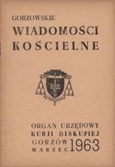 Gorzowskie Wiadomości Kościelne, 1963, R.7, nr 3