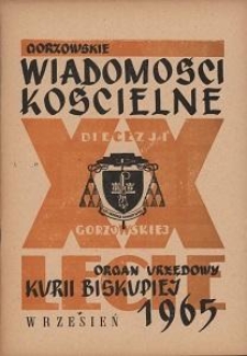 Gorzowskie Wiadomości Kościelne, 1965, R.9, nr 9