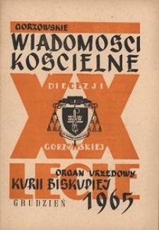 Gorzowskie Wiadomości Kościelne, 1965, R.9, nr 12