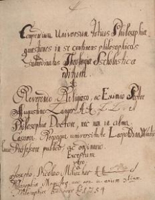 Compendium Universum Totius Philosophia quaestiones [...]