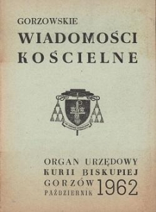 Gorzowskie Wiadomości Kościelne, 1962, R.6, nr 10