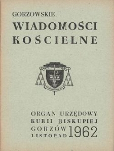Gorzowskie Wiadomości Kościelne, 1962, R.6, nr 11