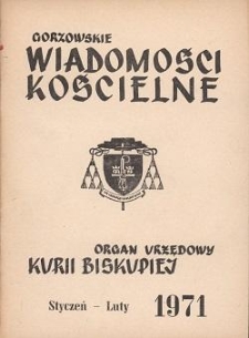 Gorzowskie Wiadomości Kościelne, 1971, R.14, nr 1-2