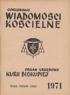 Gorzowskie Wiadomości Kościelne, 1971, R.14, nr 9-11
