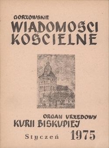 Gorzowskie Wiadomości Kościelne, 1975, R.17, nr 1