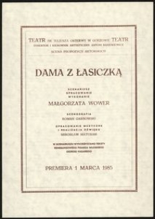 [Ulotka] "Dama z łasiczką" scenariusz, opracowanie, wykonanie Małgorzata Wower