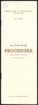 [Program teatralny] Jan Paweł Gawlik "Procedura"